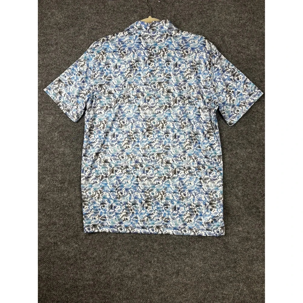 NWT Robert Graham Polo Shirt Mens Medium White Blue Paisley Shark Bait Golf - Picture 5 of 8